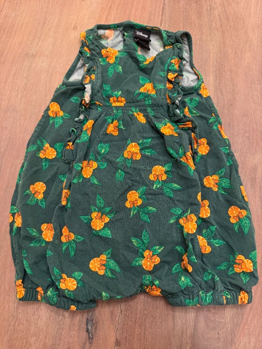 Disney Parks Our Universe Minnie Orange Print Bubble Romper 12M